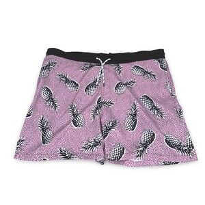 Public Rec Board Shorts Mens XL Linerless Swim Trunks Pink Pineapple Drawstring